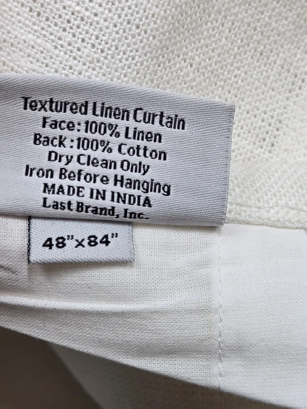 QUINCE Set Of 2 48x84 Heavyweight European Linen Curtains White 0089
